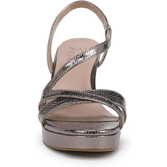 Naturalizer Women Patina Pewter Polyurethane Rounded Open Toes Platform Shoes - Picture 2 of 9